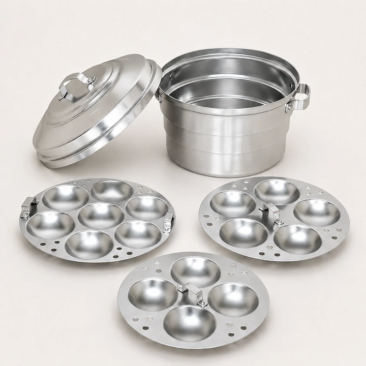 Nutristar aluminium idli cooker with 3 plates for making 17 idlis