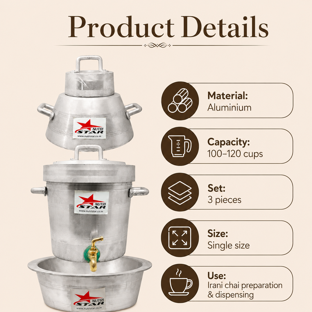 Irani Chai Set, Aluminum Chai Set, Hotelware. 1Handa, 1Samawar and 1Patila. - use