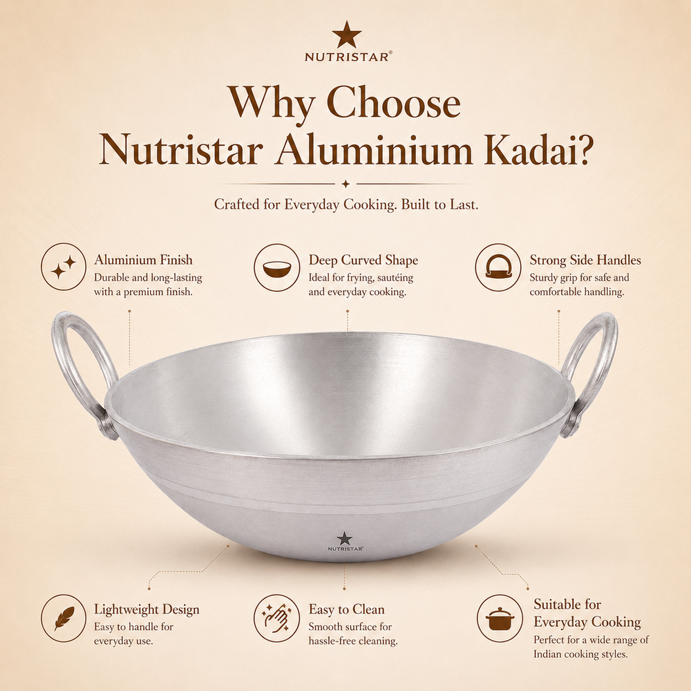Aluminium Kadai, Wok, Cooking Utensil, Pack of 1. - uses