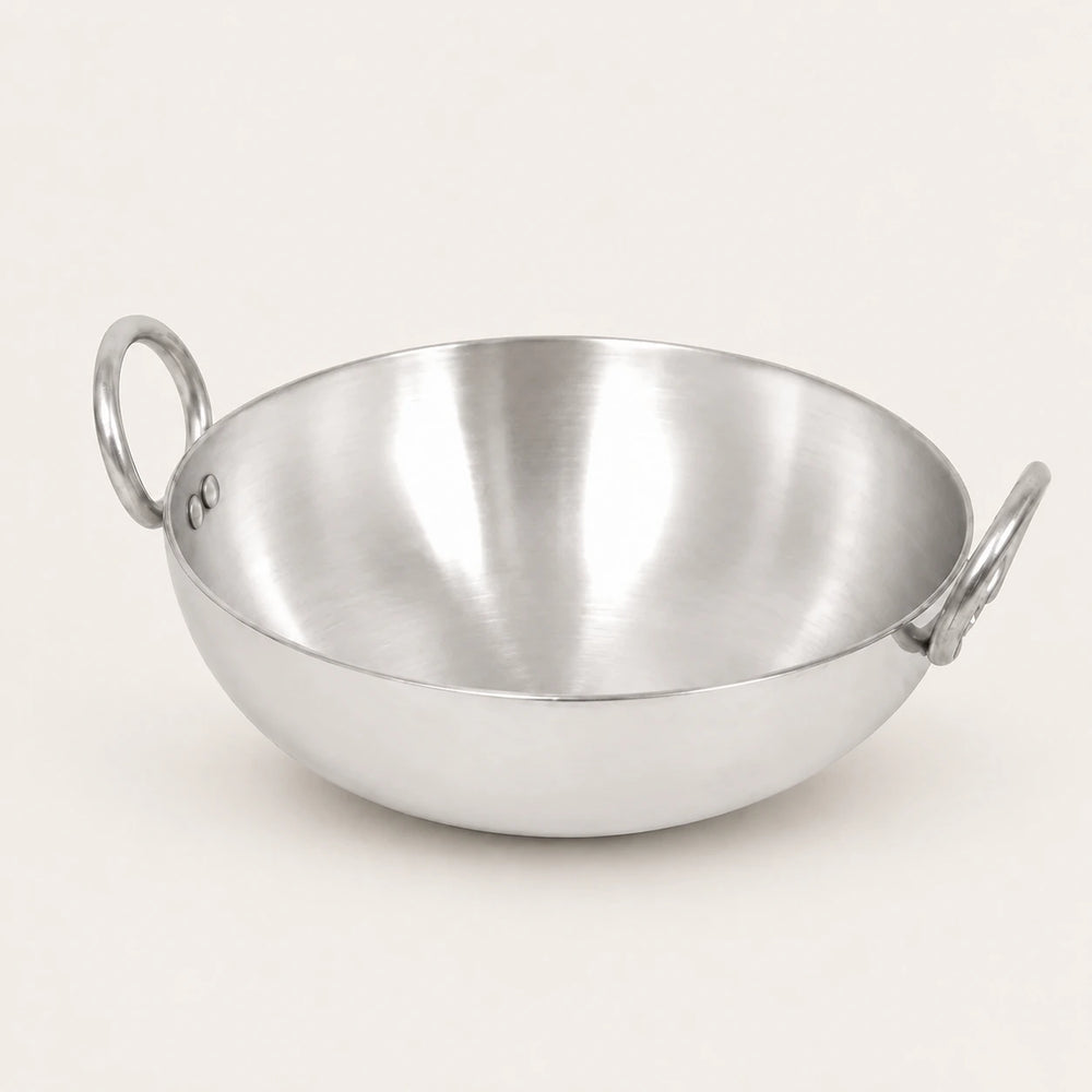 Nutristar aluminium kadai wok for frying sautéing and everyday Indian cooking