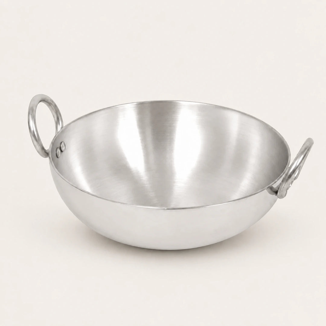 Nutristar aluminium kadai wok for frying sautéing and everyday Indian cooking