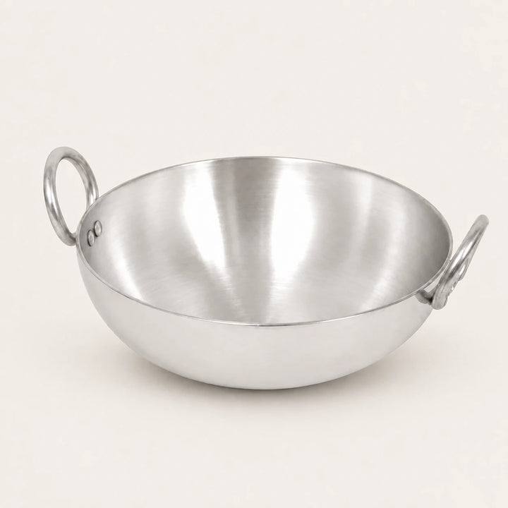 Nutristar aluminium kadai wok for frying sautéing and everyday Indian cooking