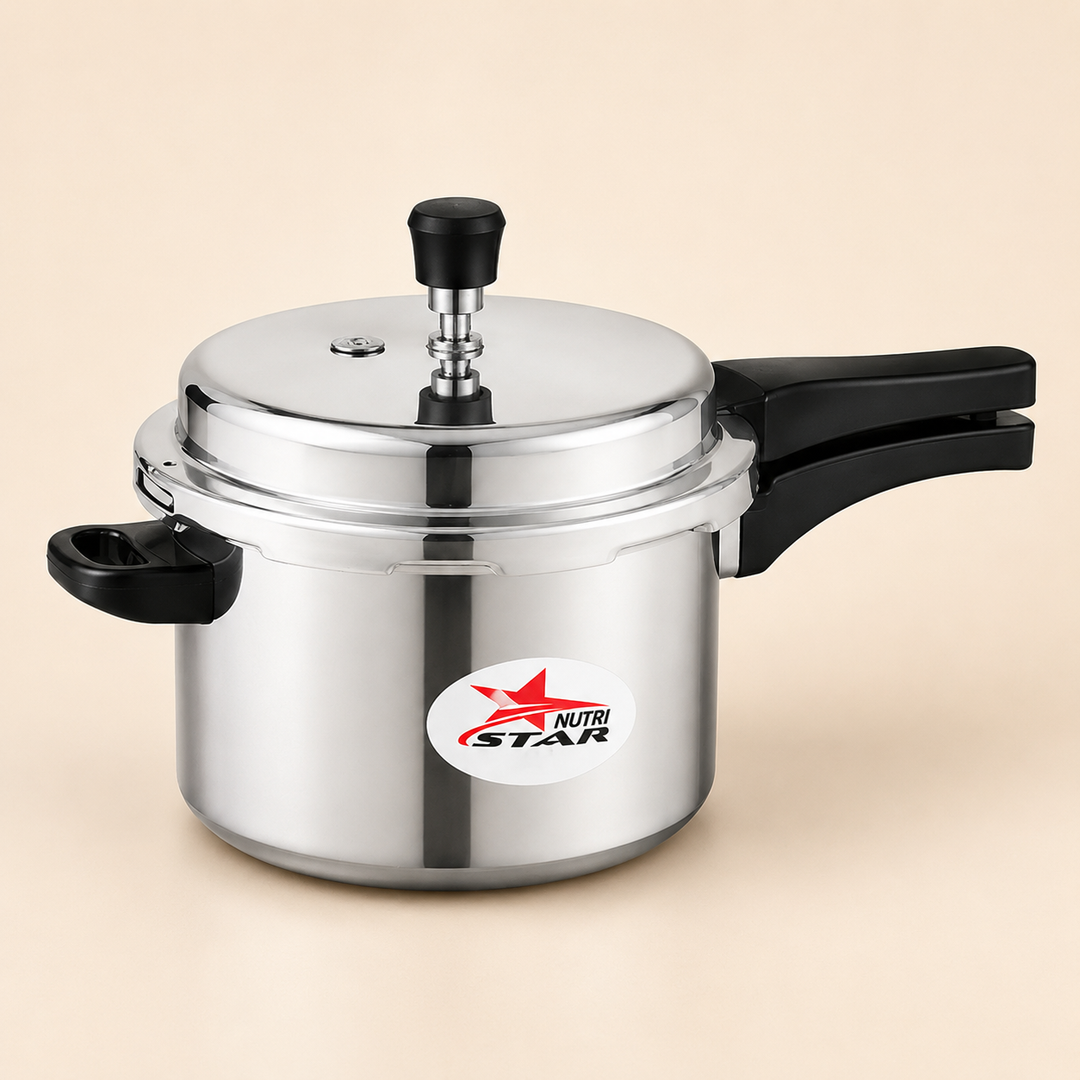 Aluminum Cooker, Induction Base Aluminium Pressure Cooker with Outer Lid. - main product image