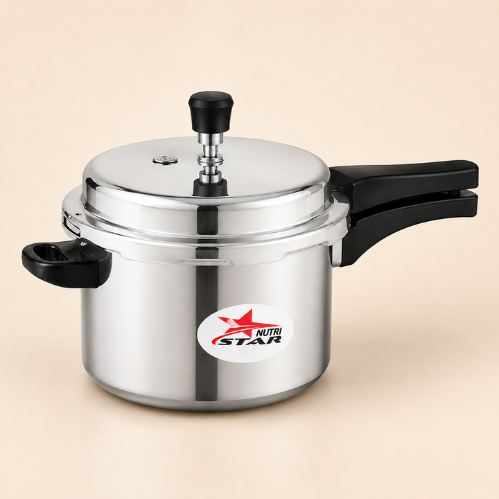 Aluminum Cooker, Induction Base Aluminium Pressure Cooker with Outer Lid. - main product image