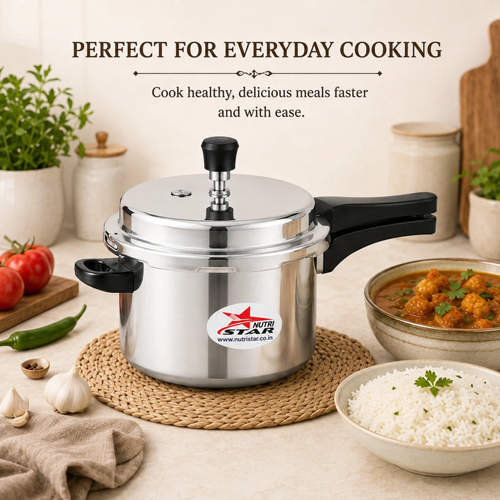 Nutristar aluminium pressure cooker for rice dal vegetables and everyday cooking