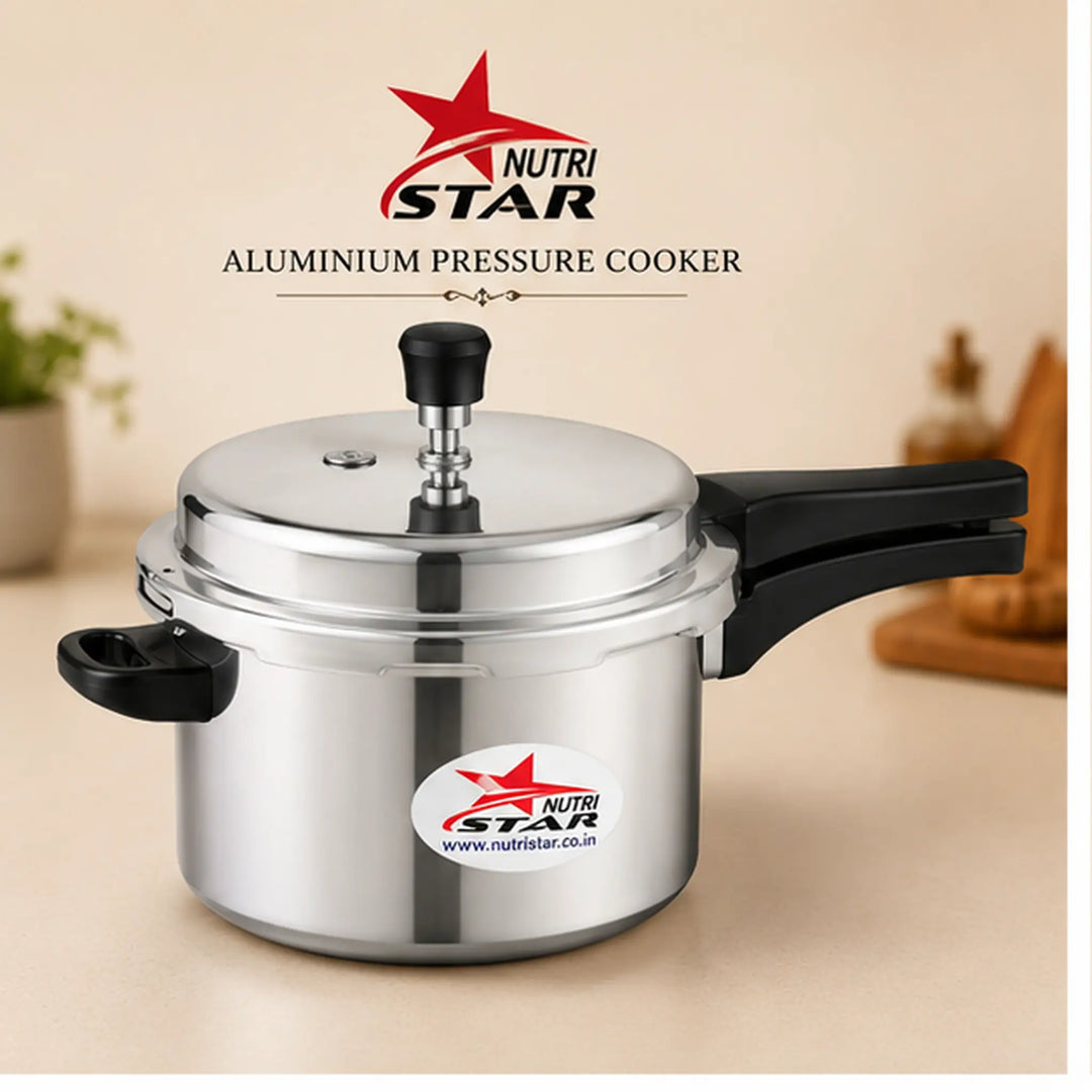 Aluminum Cooker, Induction Base Aluminium Pressure Cooker with Outer Lid.