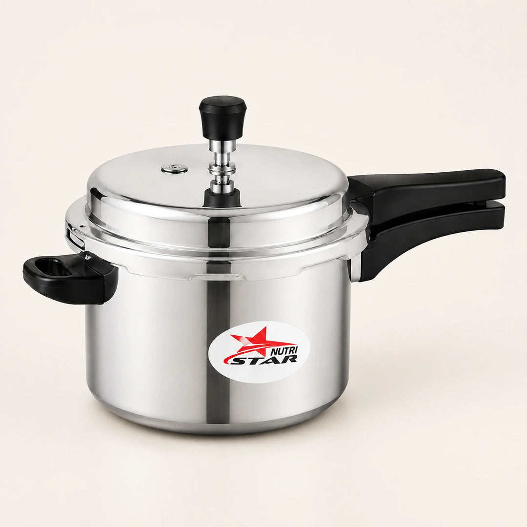 Nutristar aluminium pressure cooker with outer lid and induction base