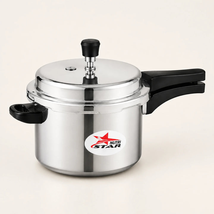 Nutristar aluminium pressure cooker with outer lid and induction base
