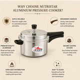 Aluminum Cooker, Induction Base Aluminium Pressure Cooker with Outer Lid.