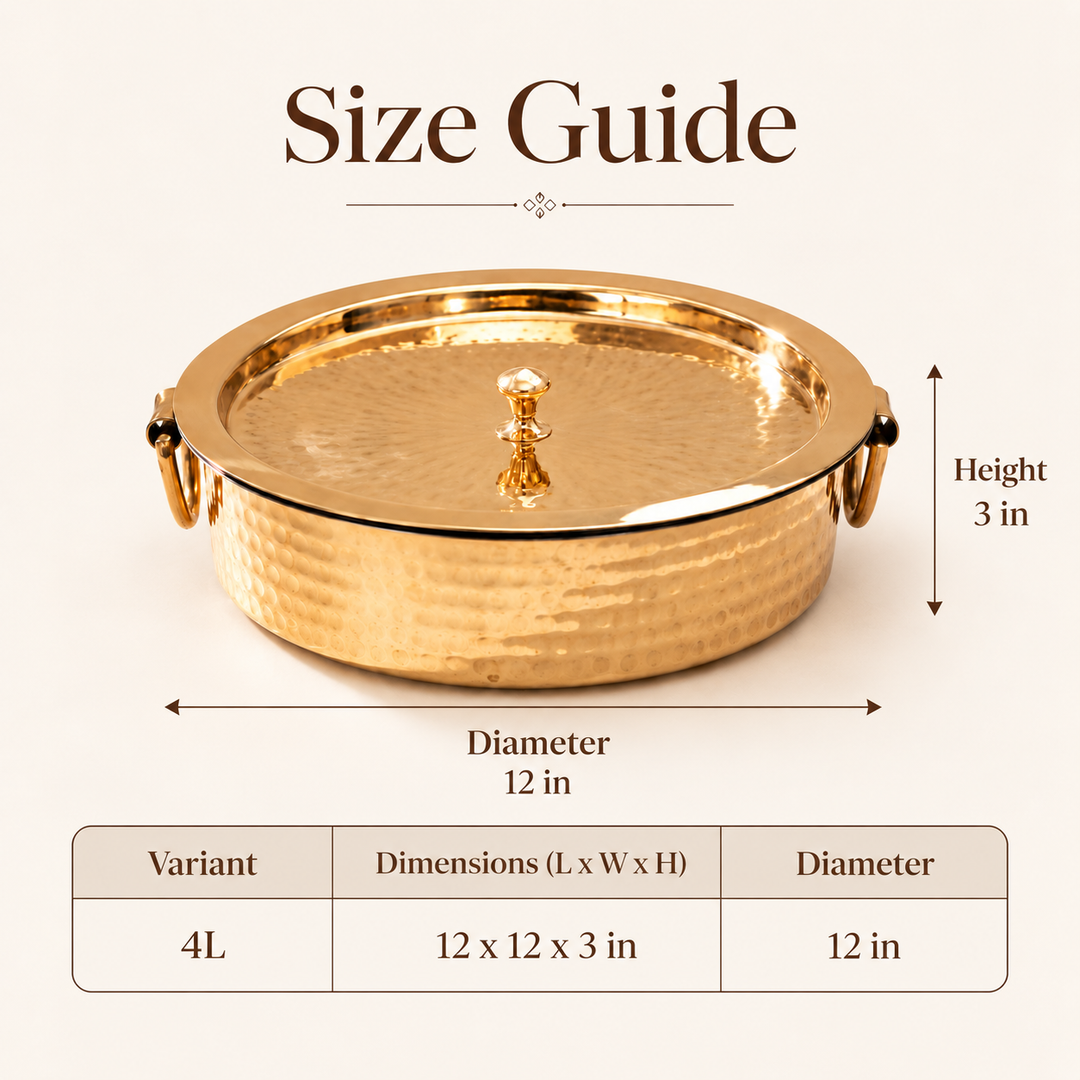 Nutristar Brass Biryani Handi with Brass Lid &amp; Ring Handles