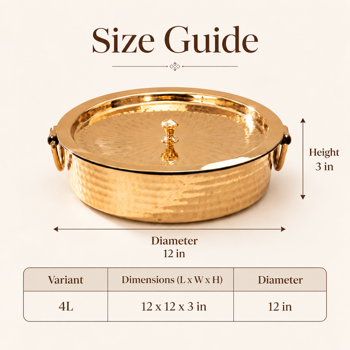 Nutristar Brass Biryani Handi with Brass Lid &amp; Ring Handles