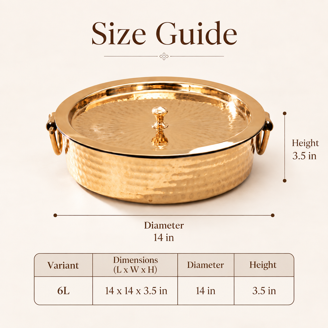 Nutristar Brass Biryani Handi with Brass Lid &amp; Ring Handles