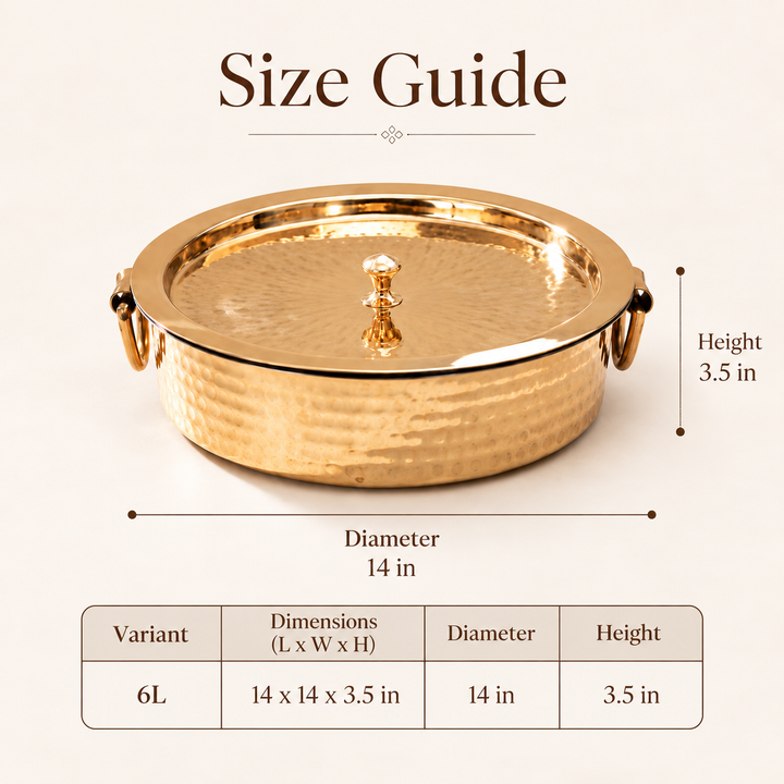 Nutristar Brass Biryani Handi with Brass Lid &amp; Ring Handles