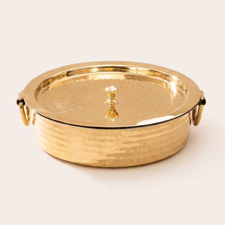 Nutristar Brass Biryani Handi with Brass Lid &amp; Ring Handles | 4L &amp; 6L