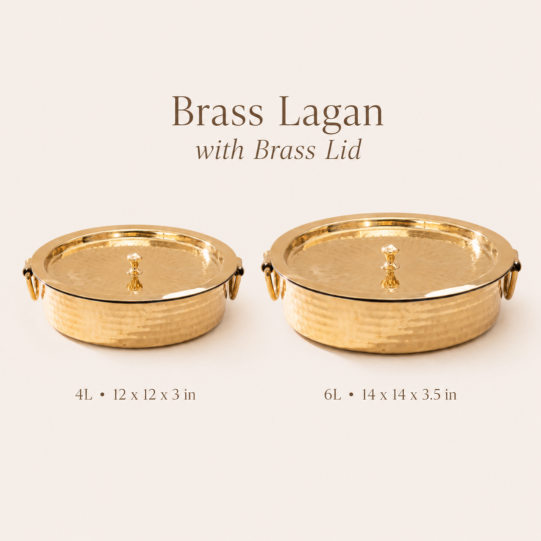 Nutristar Brass Biryani Handi with Brass Lid &amp; Ring Handles | 4L &amp; 6L