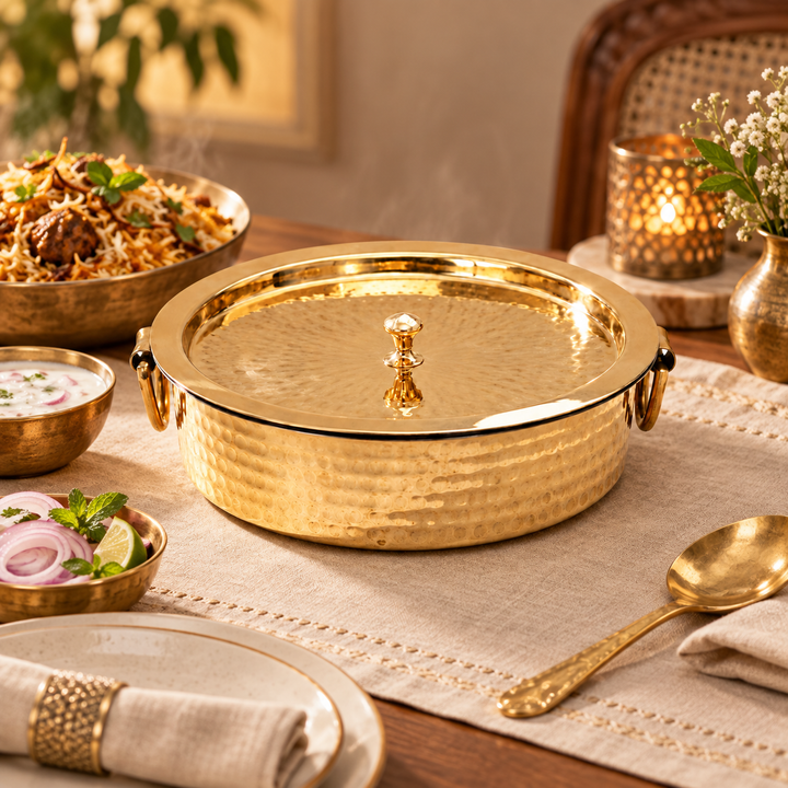 Nutristar Brass Biryani Handi with Brass Lid &amp; Ring Handles