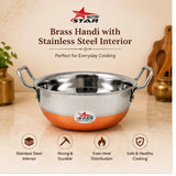 Stainless Steel Copper Bottom Kadhai/Deep Cookware, Cooking Utensils, Pack Of 1