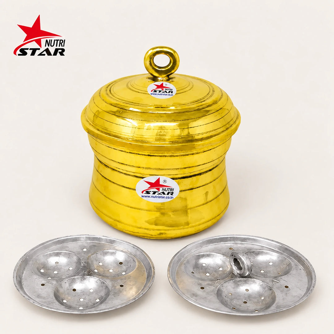 Nutristar brass idli cooker with Kalai lining and 2 idli plates