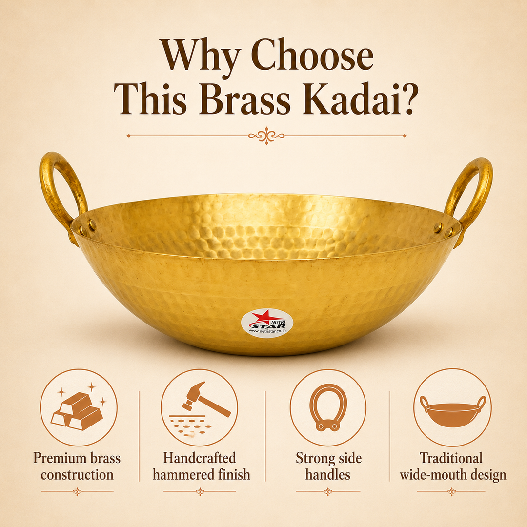 Brass Kadhai, Kadai with Kalai, Cookware. - uses
