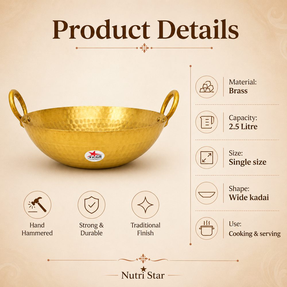 Brass Kadhai, Kadai with Kalai, Cookware. - use