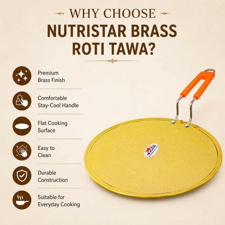 Brass Roti Tawa Best Tawa For Roti. Thickness 3mm. - size guide