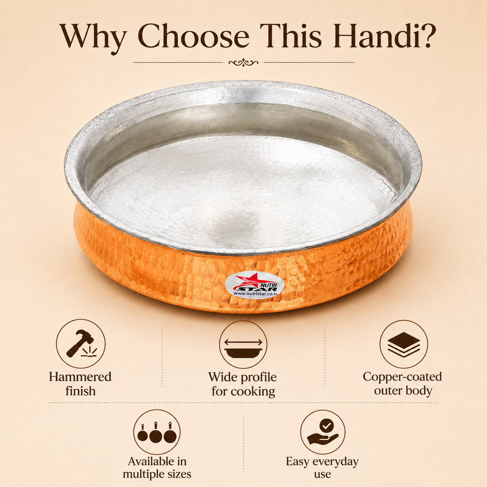 Biryani Handi Copper, Big Copper Biryani Handi  Joint Less - Tin Coating Khalai Inside Handi - uses