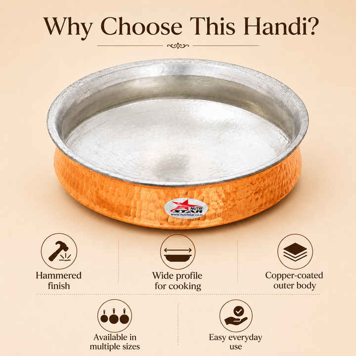 Biryani Handi Copper, Big Copper Biryani Handi  Joint Less - Tin Coating Khalai Inside Handi - uses