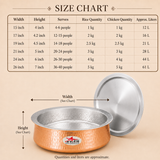 Biryani Handi Copper, Big Copper Biryani Handi Heavy Gauge with Stainless Steel Lid - Tin Coating Kalai Inside Handi
