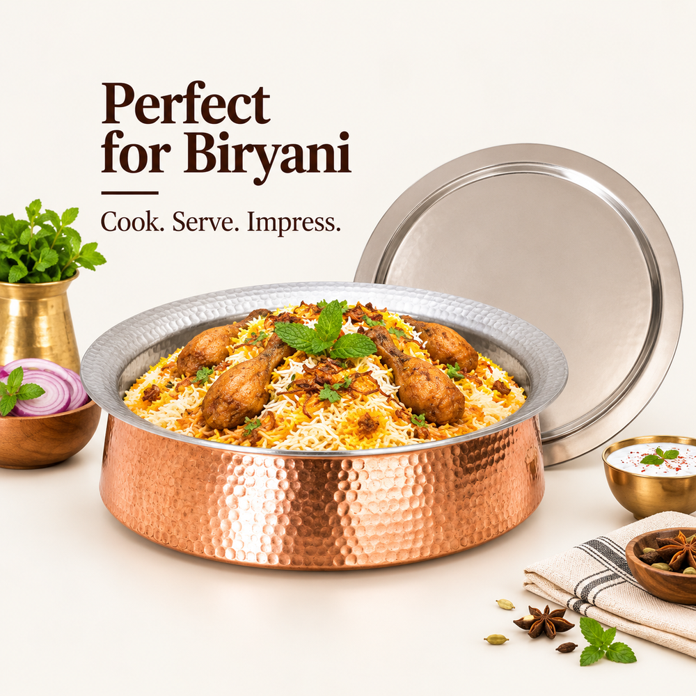 Nutristar copper biryani handi with steel lid usage