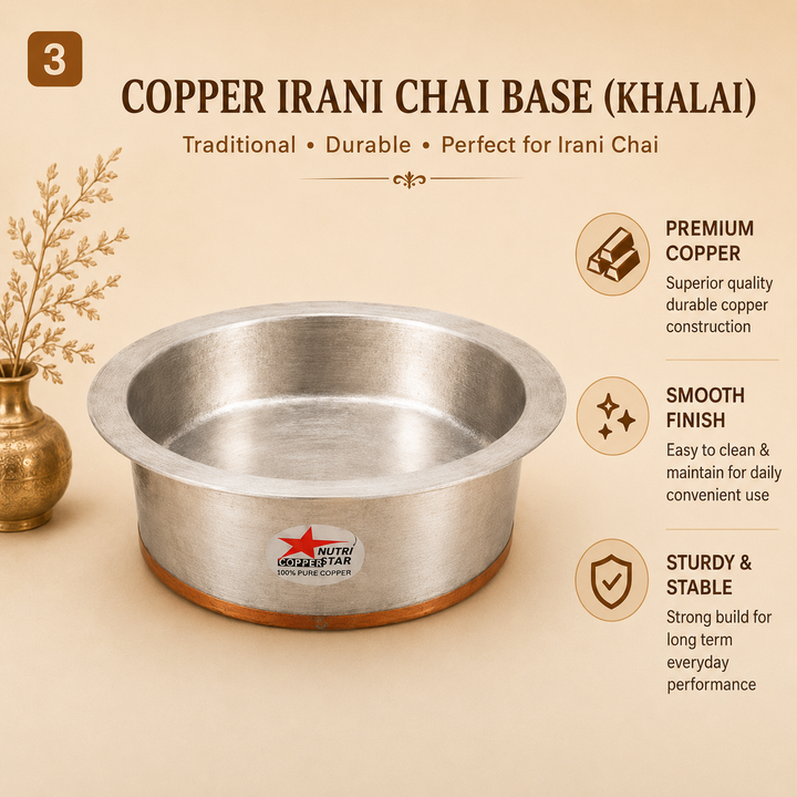 Copper Irani Tea Set Samawar &amp; Copper Patila. Hyderabadi Irani Chai Set. - uses
