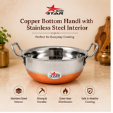 Stainless Steel Copper Bottom Kadhai/Deep Cookware, Cooking Utensils, Pack Of 1