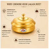 Biryani Handi Brass, Big Brass Biryani Handi Heavy Gauge With Lid - Tin Coating Kalai Inside Handi