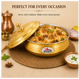 Biryani Handi Brass, Big Brass Biryani Handi Heavy Gauge With Lid - Tin Coating Kalai Inside Handi