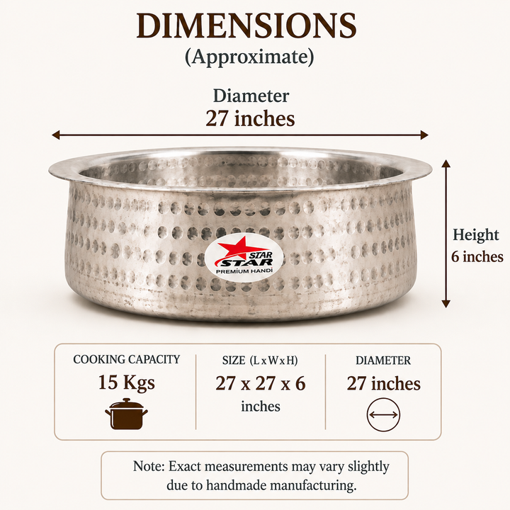 Aluminium Biryani Handi with Lid and Heavy Gauge.