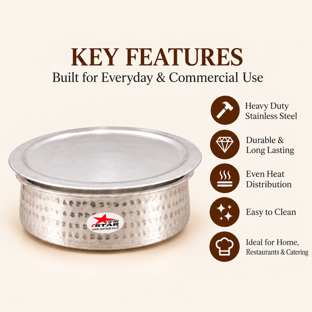 Biryani Handi with Lid, Cooking Handi for Hyderabadi Dum Biryani Heavy Gauge, Cookware. - features