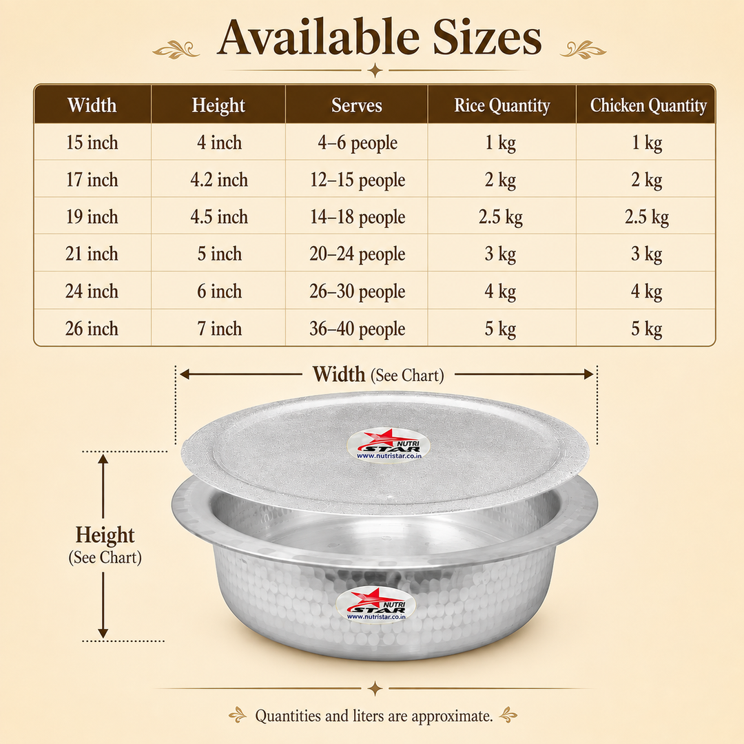 Jointless Aluminium Biryani Handi with Lid – Hyderabadi Dum Cooking Pot
