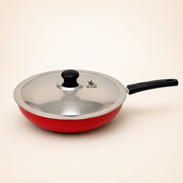 Non Stick Fry Pan with Handle and Stainless Steel Lid, Thickness - 2.6 MM. - main product image
