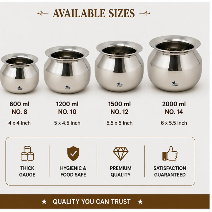 stainless steel cooking pot with available sizes