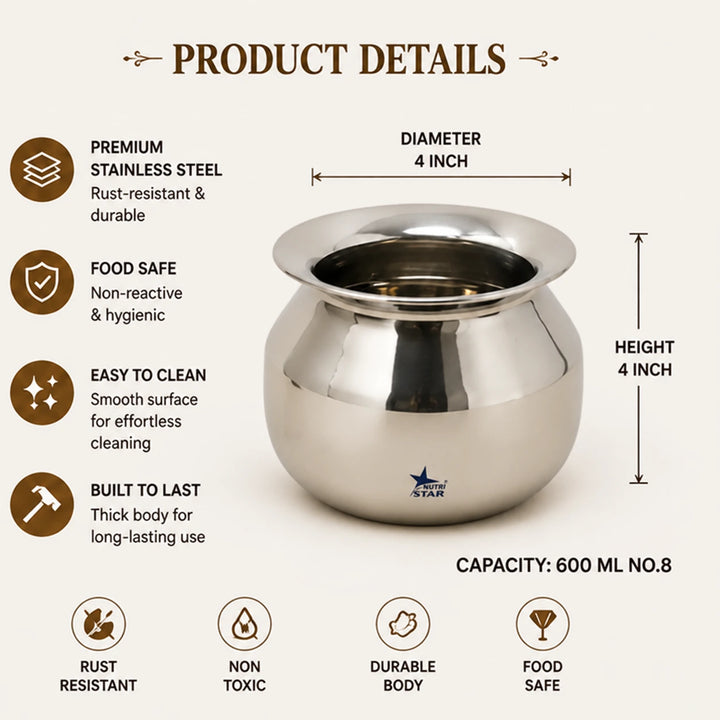 stainless steel cooking pot with product details