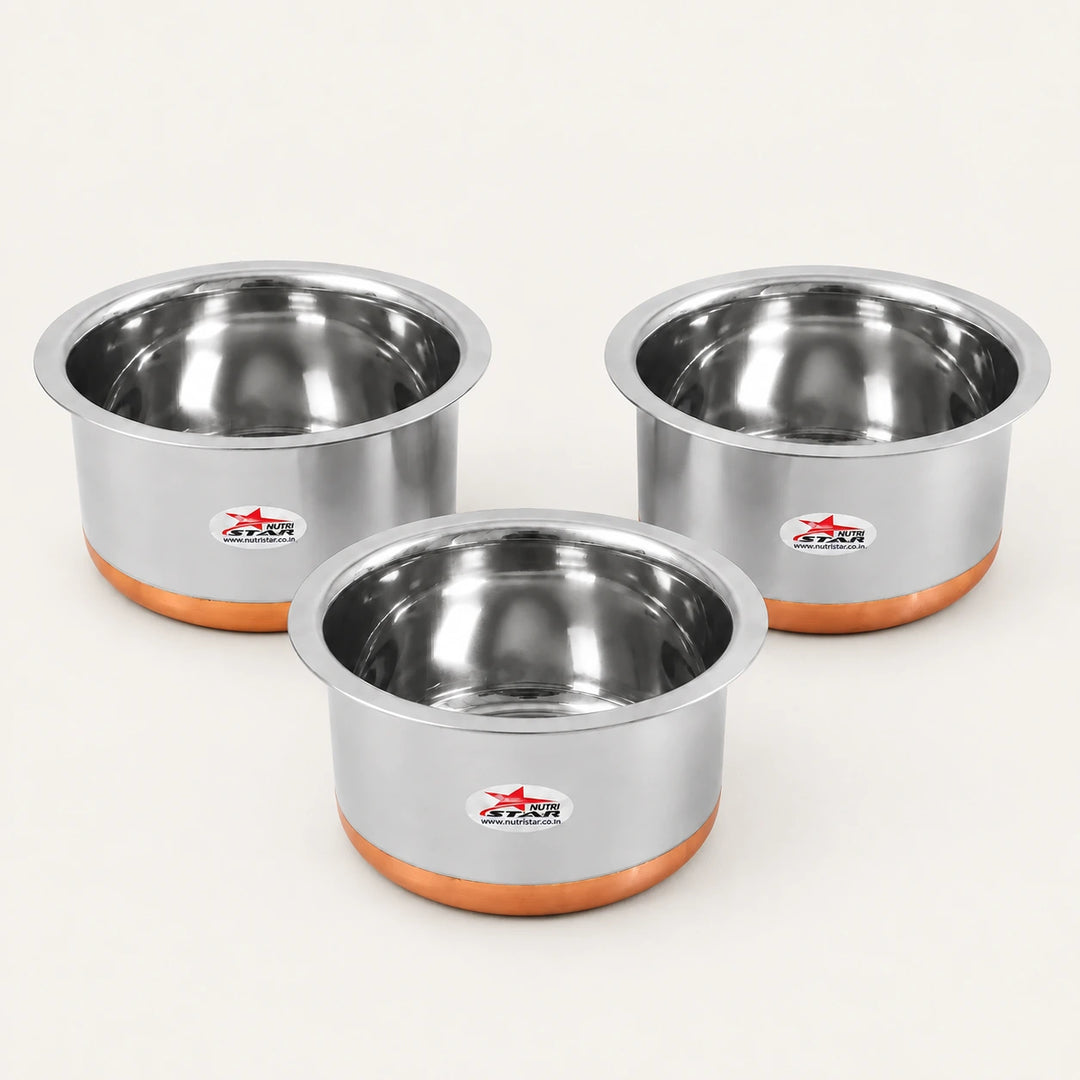 stainless steel copper bottom cooking pot pack of 3