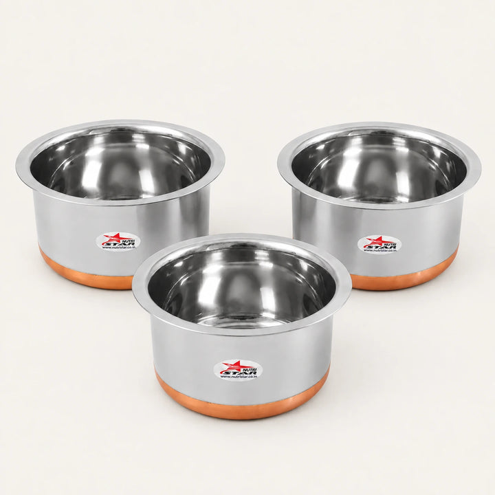 stainless steel copper bottom cooking pot pack of 3