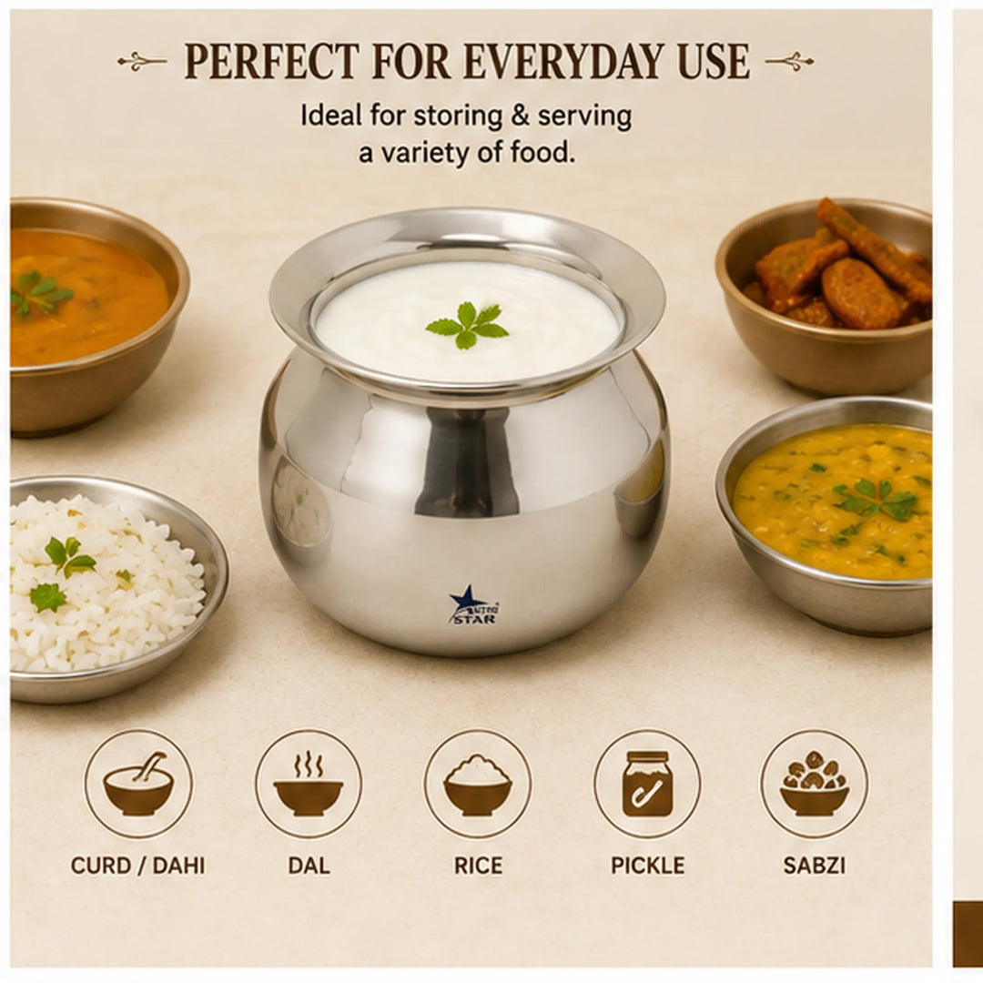 Stainless Steel Cooking Pot, Dekchi/Handi for Cooking.