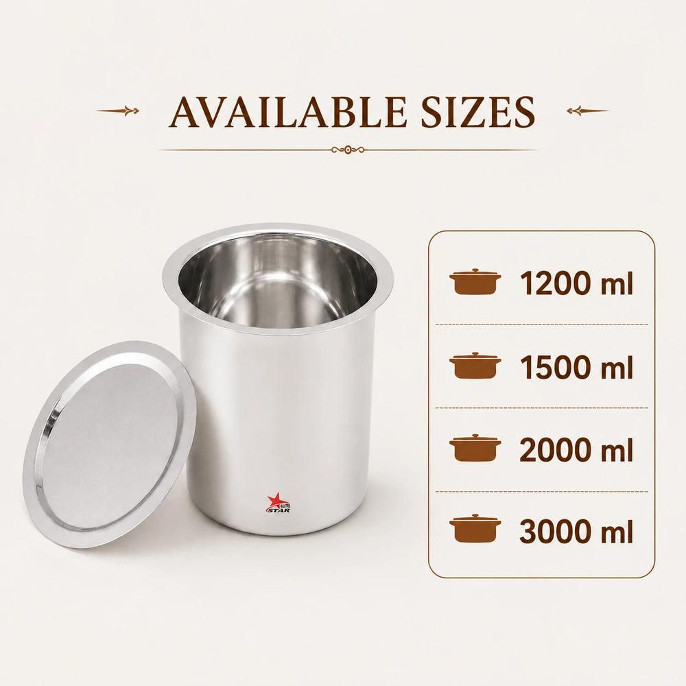 stainless steel milk boiler or deep gunj size guide.