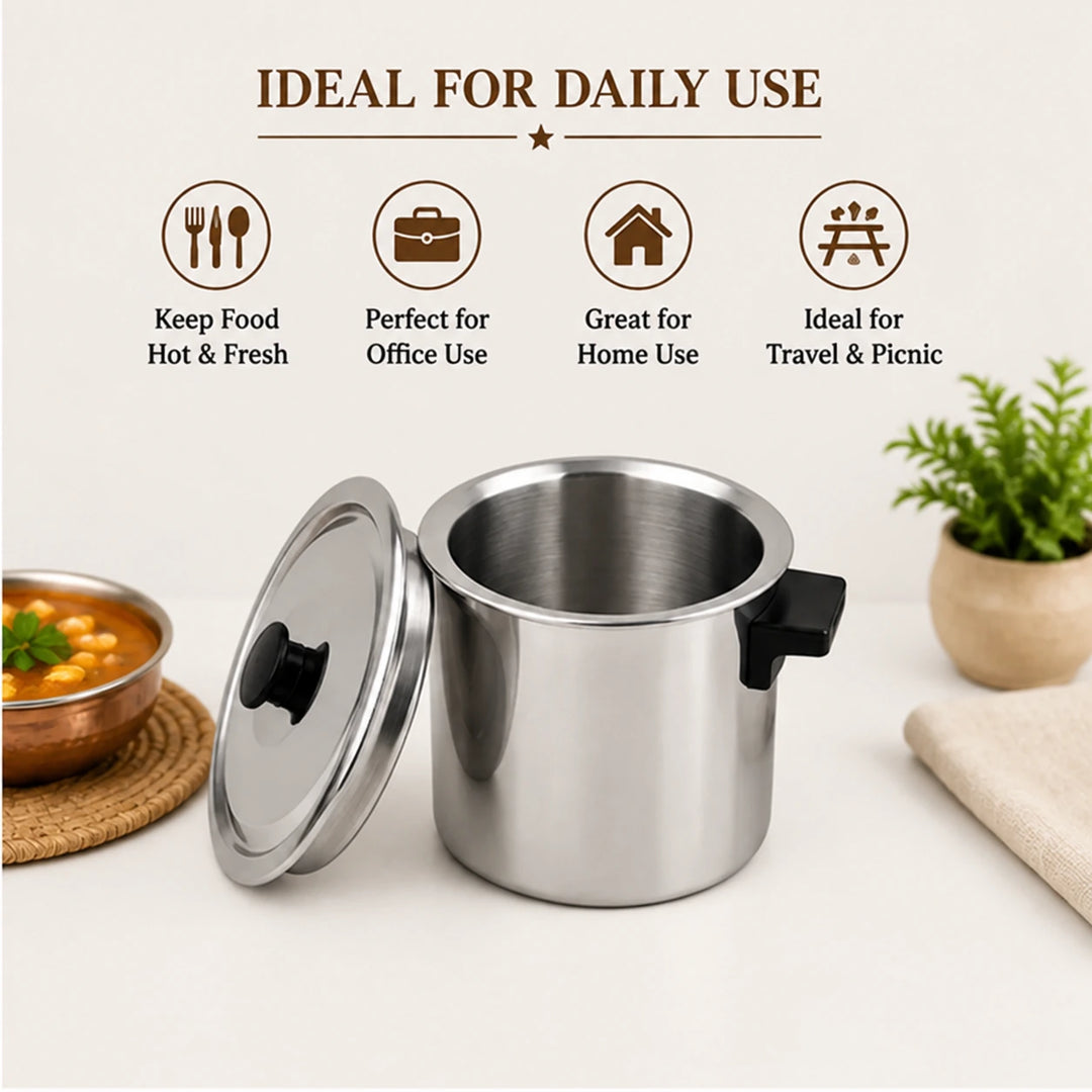 stainless steel milk boiler with knob and lid everyday usage.