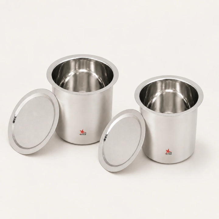stainless steel milk boild or deep gunj with lid pack of 2