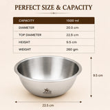 Stainless Steel Mixing Bowl, Capacity 1500 Ml.