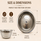 Stainless Steel Strainer/Channi/Bowl, Diameter 12 Inches.