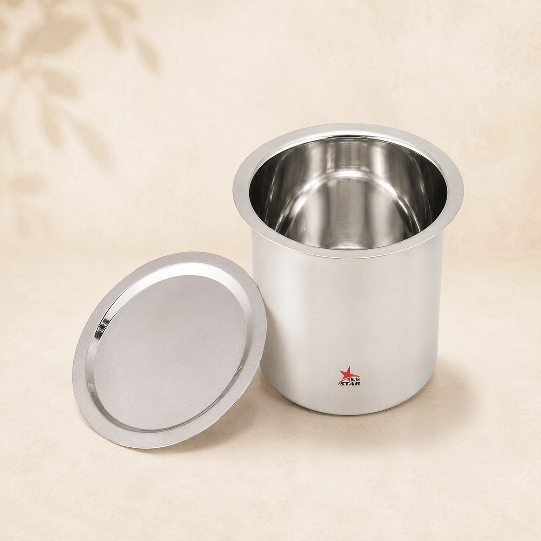 Stainless Steel Milk Boiler, Deep Gunj with Lid. - main product image