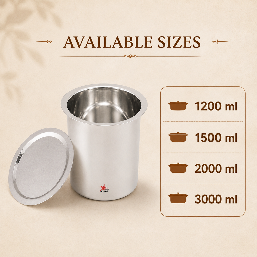 Stainless Steel Milk Boiler, Deep Gunj with Lid. - use