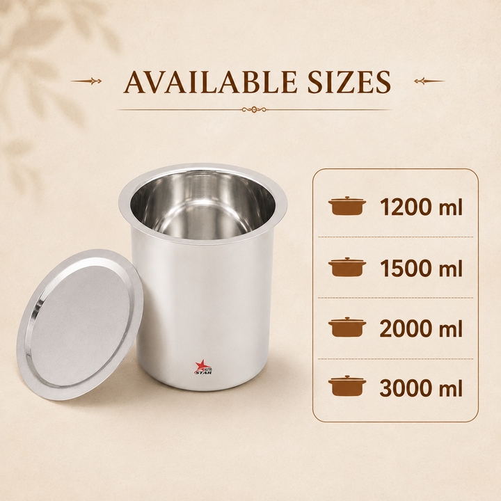 Stainless Steel Milk Boiler, Deep Gunj with Lid. - use